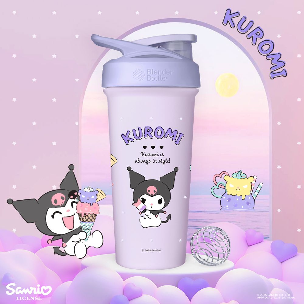 BlenderBottle Sleek按壓式不鏽鋼水壺/ 三麗鷗/ 酷洛米/ 甜甜日夏/ 25oz/ 740ml