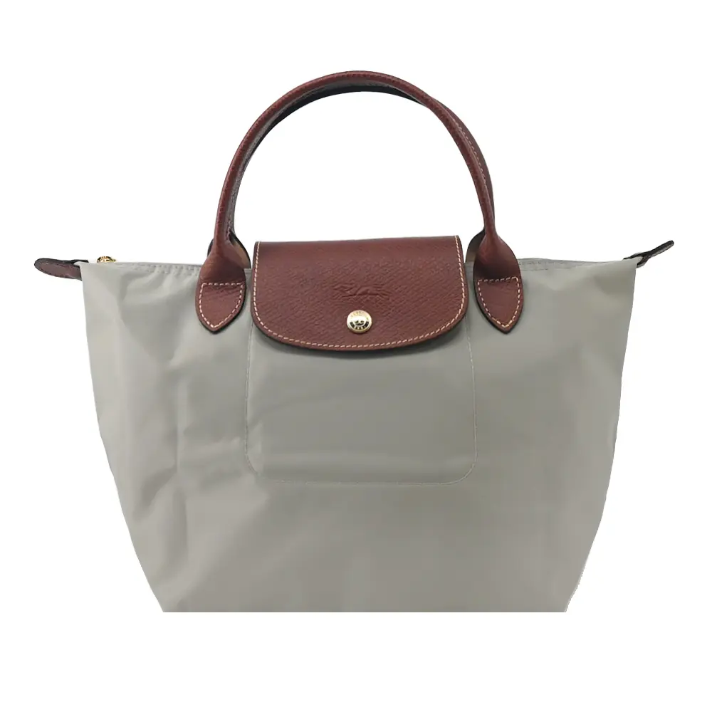 LONGCHAMP LE PLIAGE系列短把再生尼龍摺疊水餃包(小/小石子灰)/平行輸入