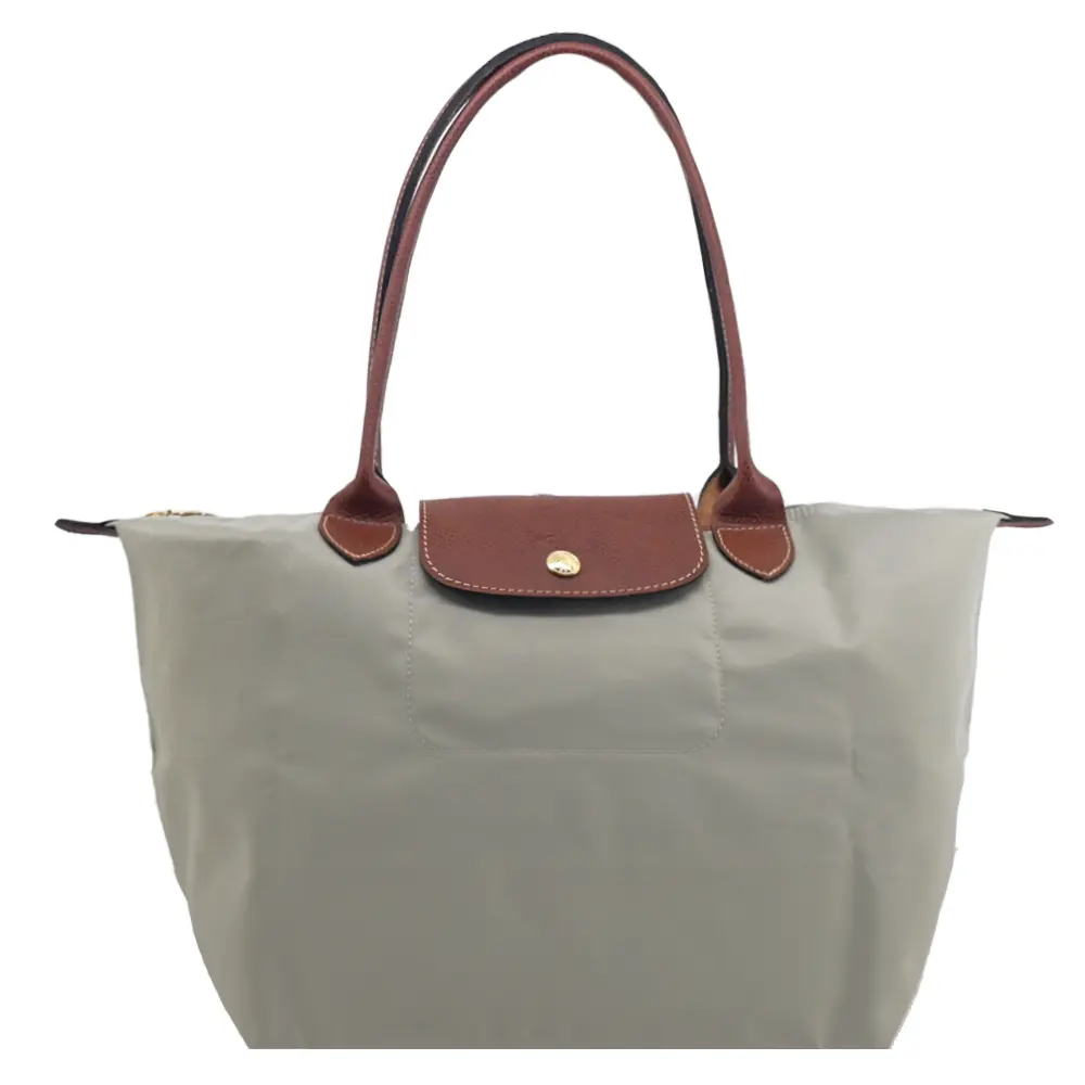 LONGCHAMP LE PLIAGE系列長把再生尼龍摺疊水餃包(大/小石子灰)/平行輸入