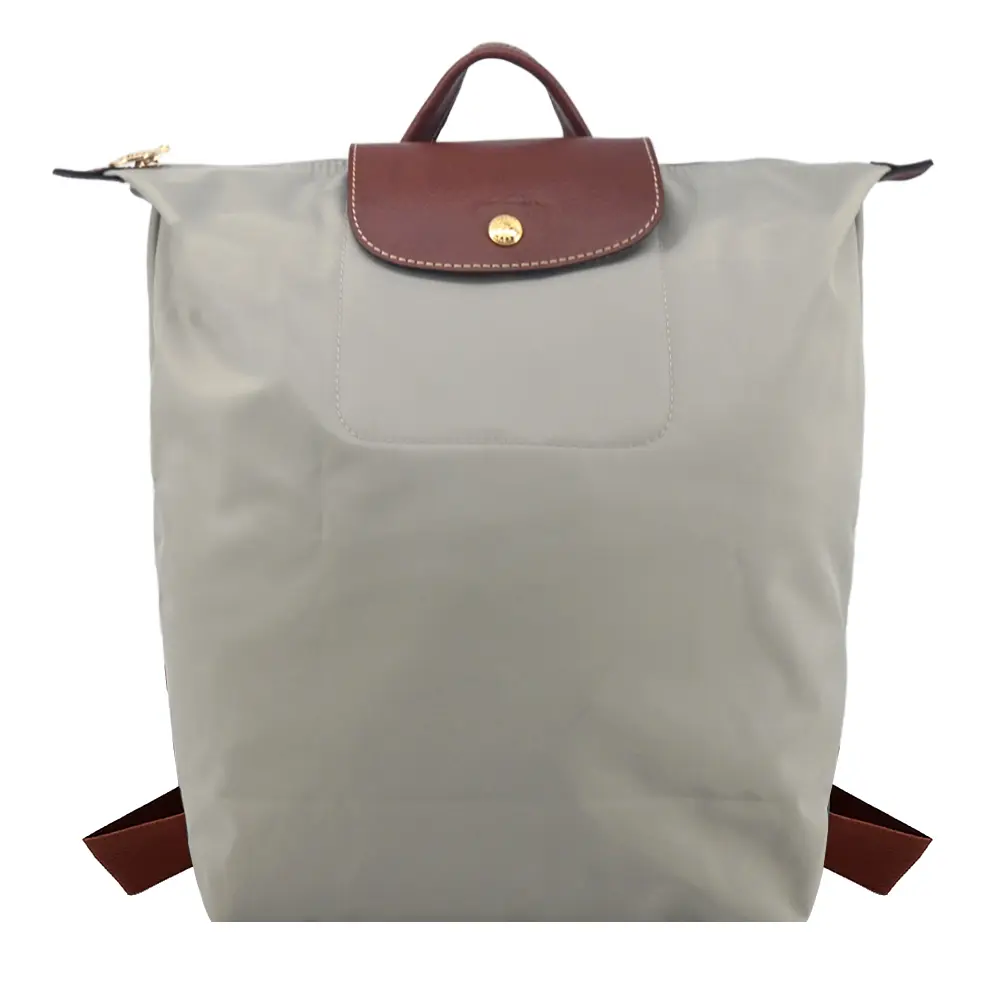 LONGCHAMP LE PLIAGE系列再生尼龍摺疊後背包(中/小石子灰)/平行輸入