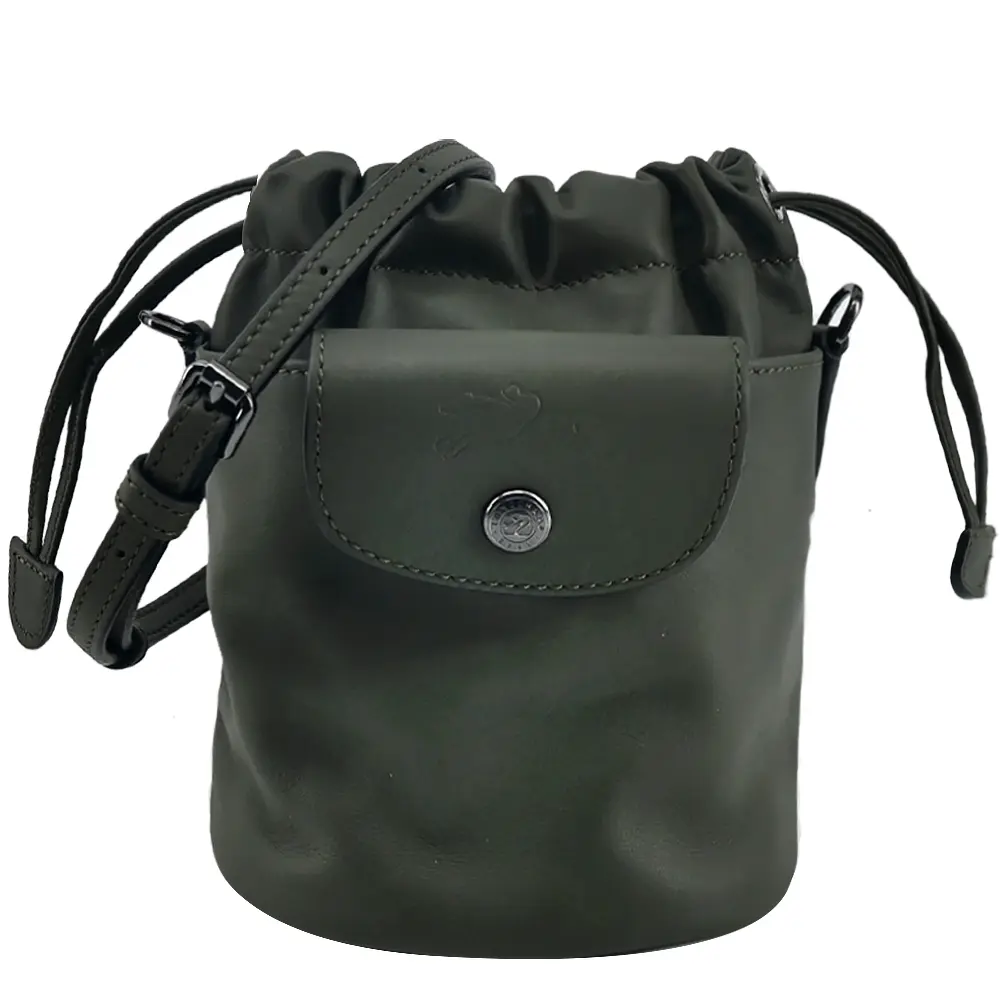 LONGCHAMP LE PLIAGE XTRA系列牛皮斜背水桶包(迷你/冷杉綠)/平行輸入