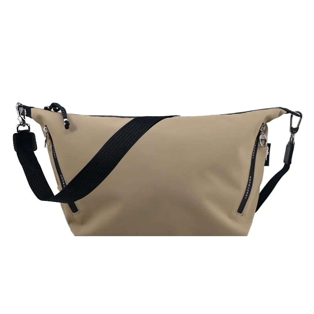 LONGCHAMP LE PLIAGE ENERGY系列再生尼龍雙拉鍊斜背包(土褐)/平行輸入