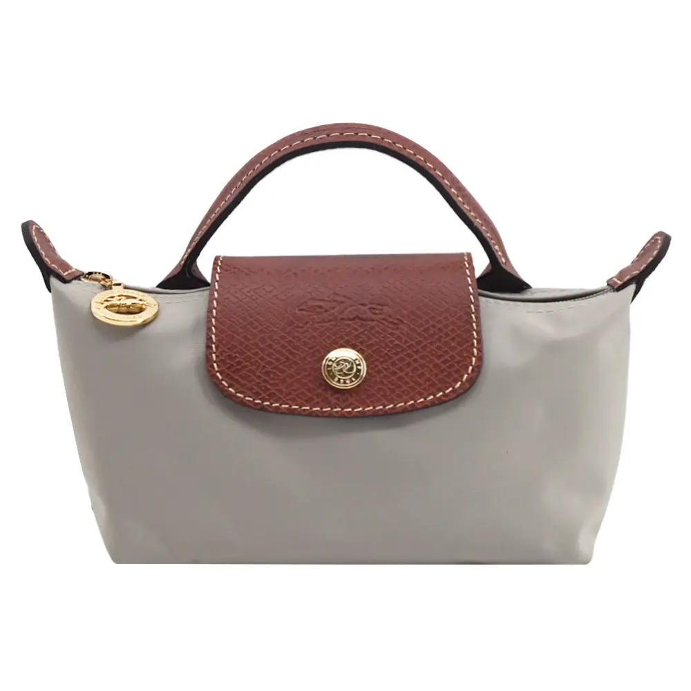 LONGCHAMP LE PLIAGE系列再生尼龍手提化妝包(小石子灰)/平行輸入