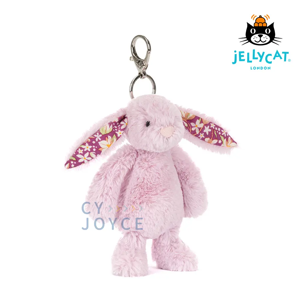 Jellycat吊飾/鑰匙圈/ 薊花紫碎花兔