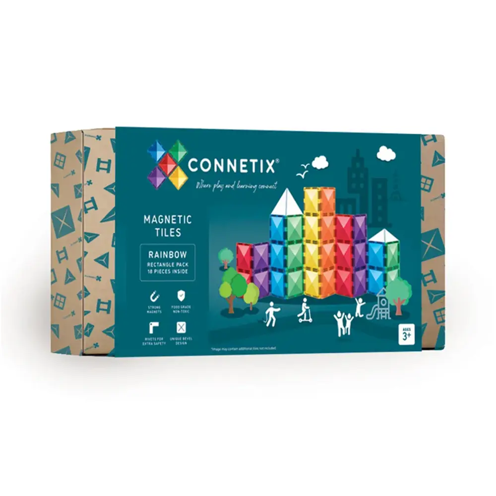 Connetix 磁樂®磁力片/ 18片彩虹長方條組