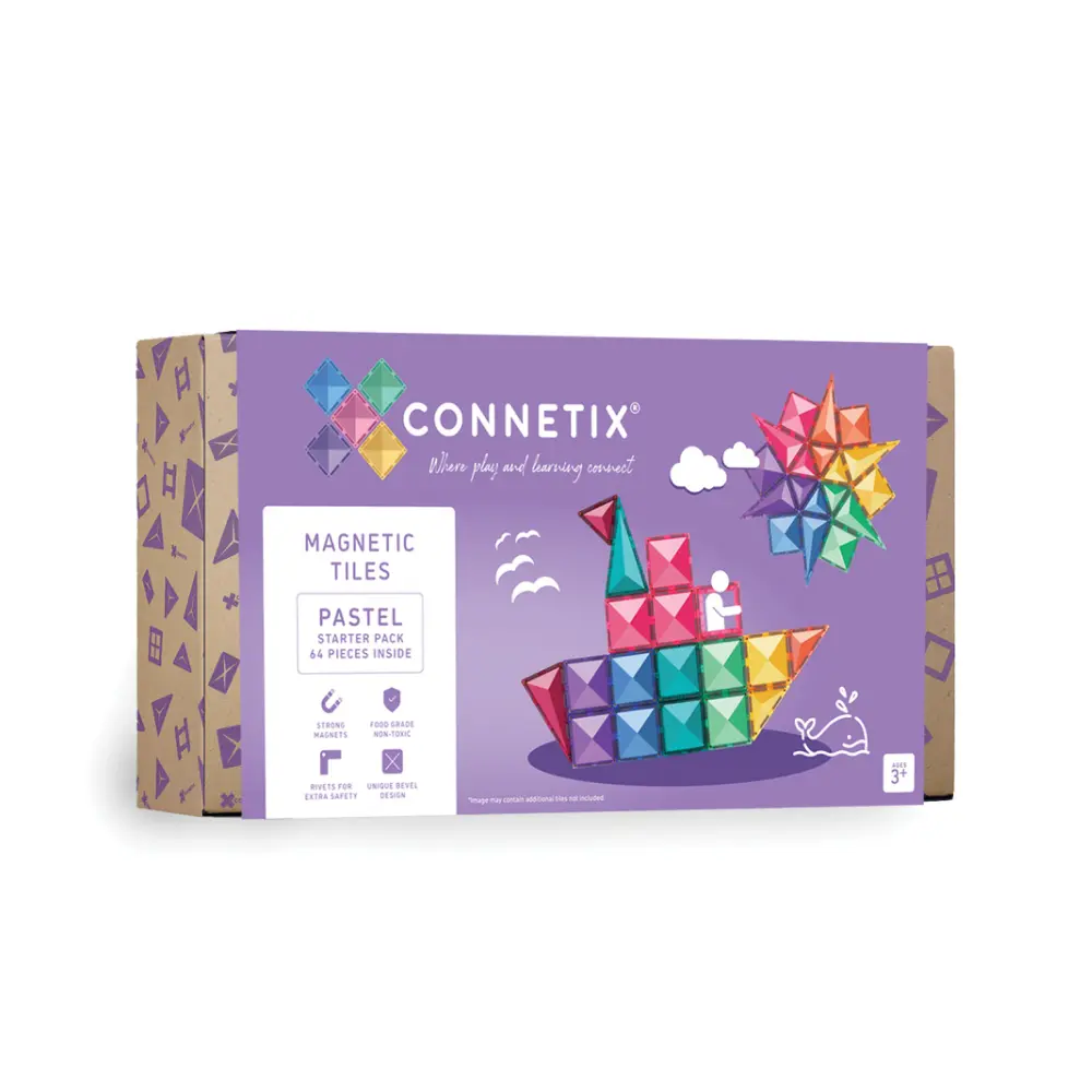 Connetix 磁樂®磁力片/ 64片粉彩入門組