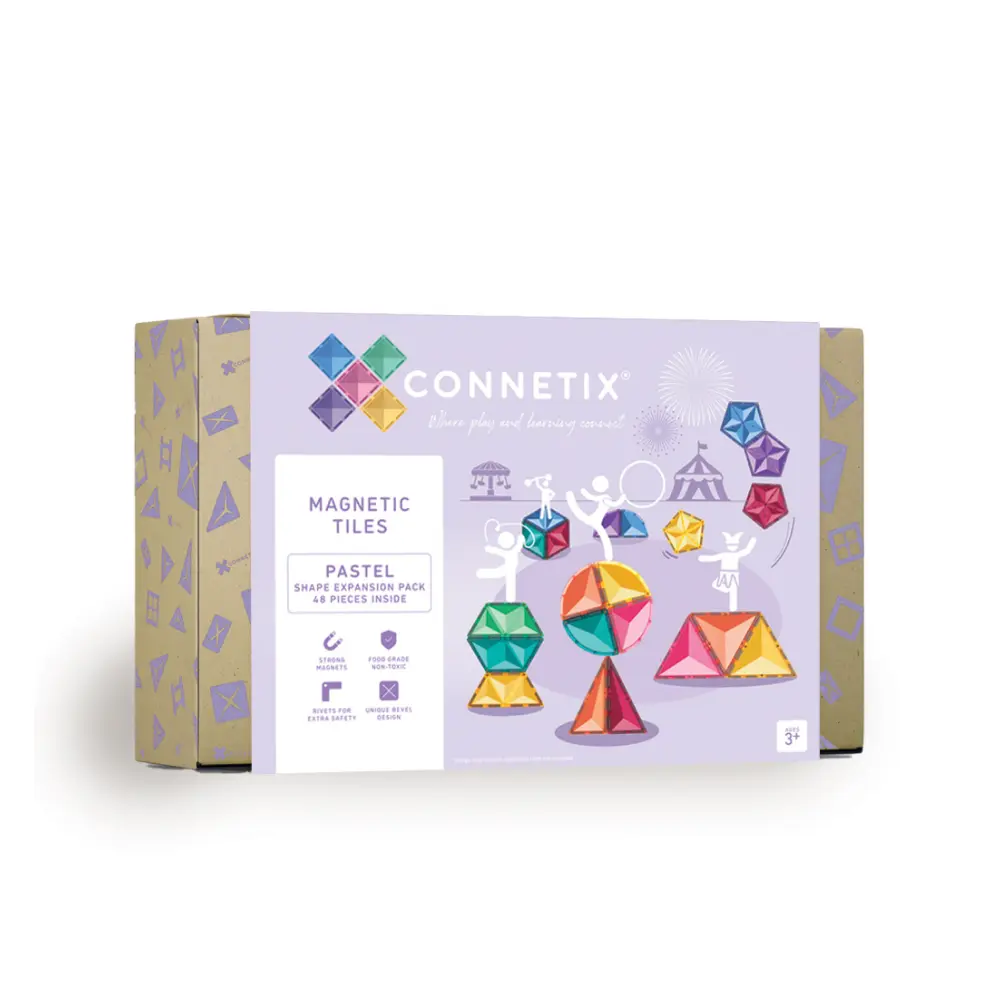 Connetix 磁樂®磁力片/ 48片粉彩延伸形狀組
