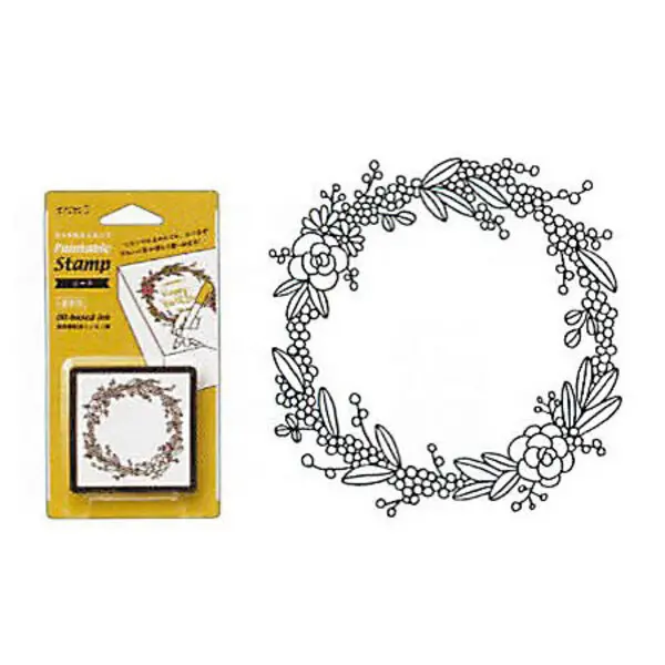 日本 MIDORI Paintable Pre-inked 印章/ Wreath