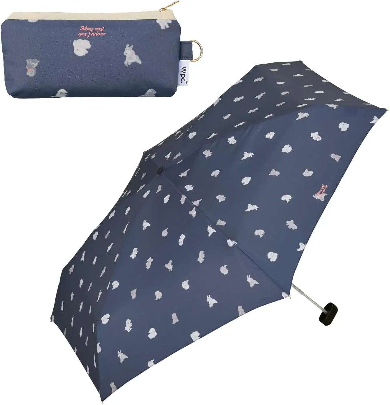日本 Wpc. 晴雨兩用 UV80%折傘/ Puppy Navy