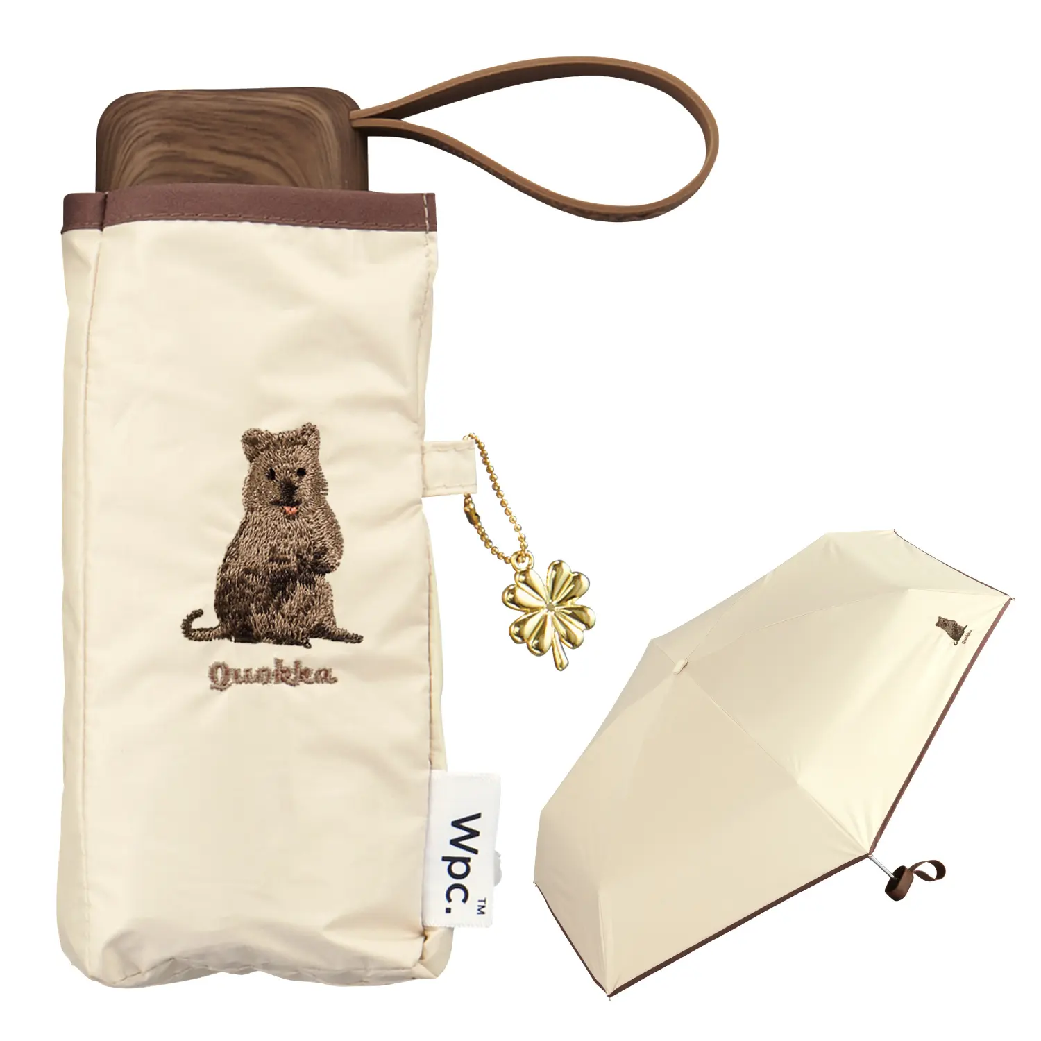日本 Wpc. 完全遮光UV100%折傘/ Animal Embroidery Beige