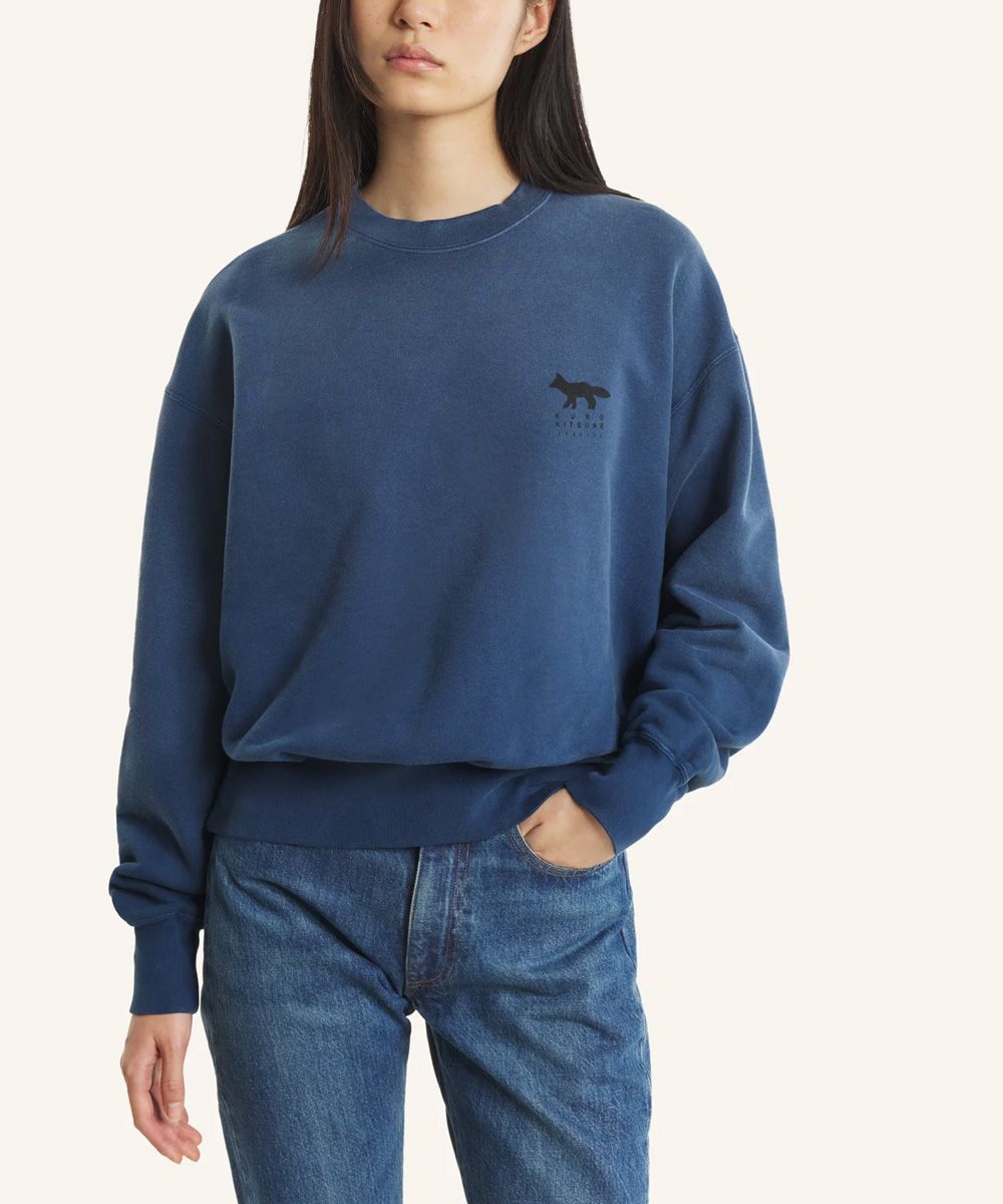 MAISON KITSUNÉ X KURO日曬井深藍暗影狐狸LOGO衛衣/中性/ S