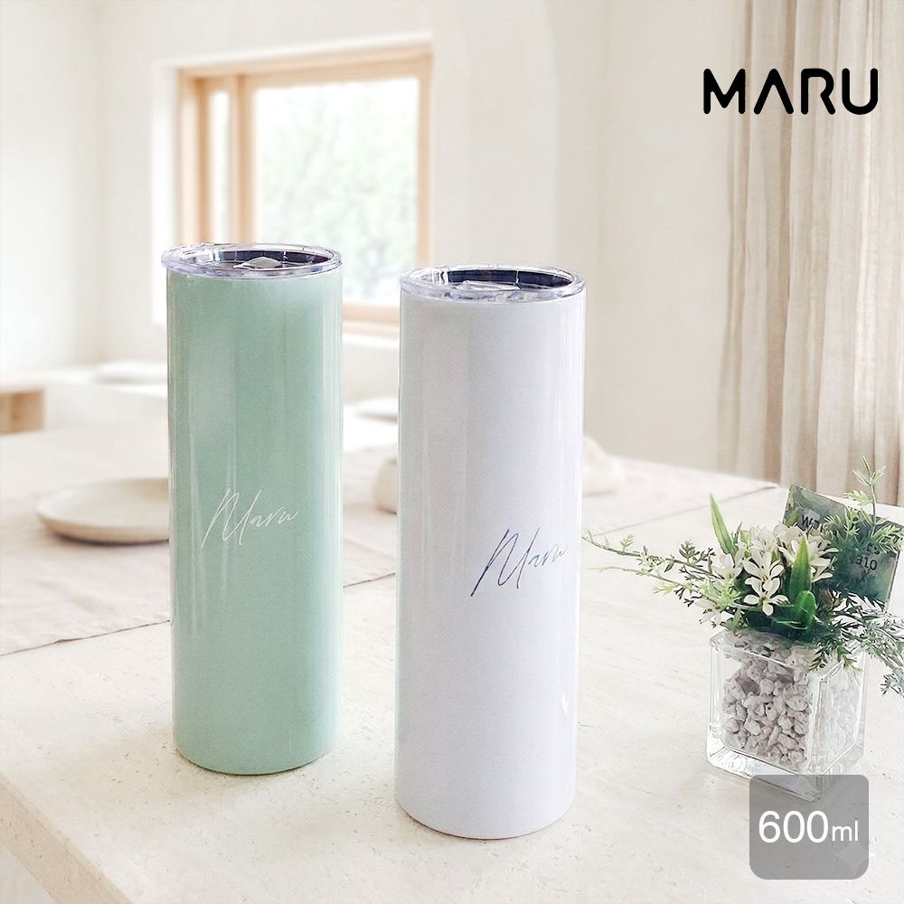 【Maru丸山製研】 保溫瓶買一送一_輕量陶瓷保溫杯600ml(不鏽鋼保溫杯/輕量保溫瓶/咖啡隨行杯)/ 酪梨綠+星芒白