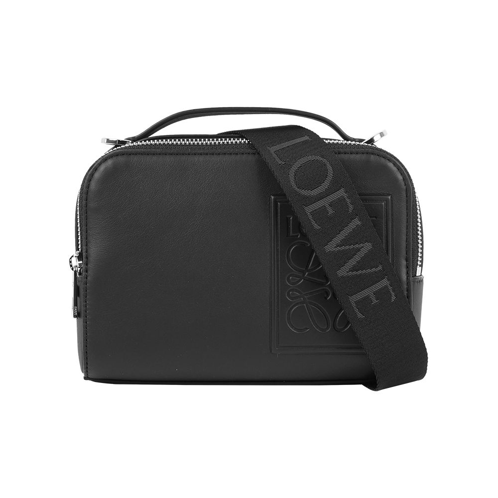 【LOEWE】緞面小牛皮手提/斜背二用迷你相機包(黑色)/ 平行輸入