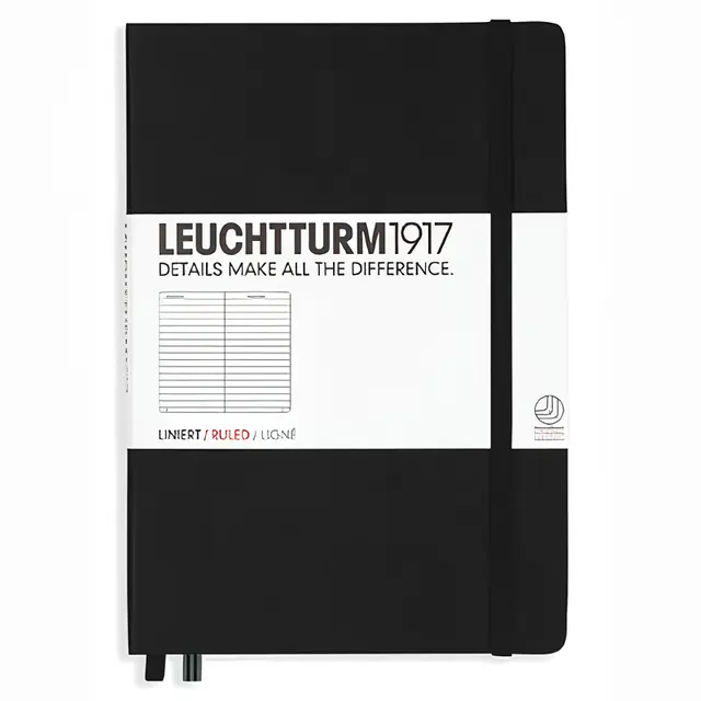 德國 LEUCHTTURM1917 硬殼筆記本 A5/ 黑/ 橫線