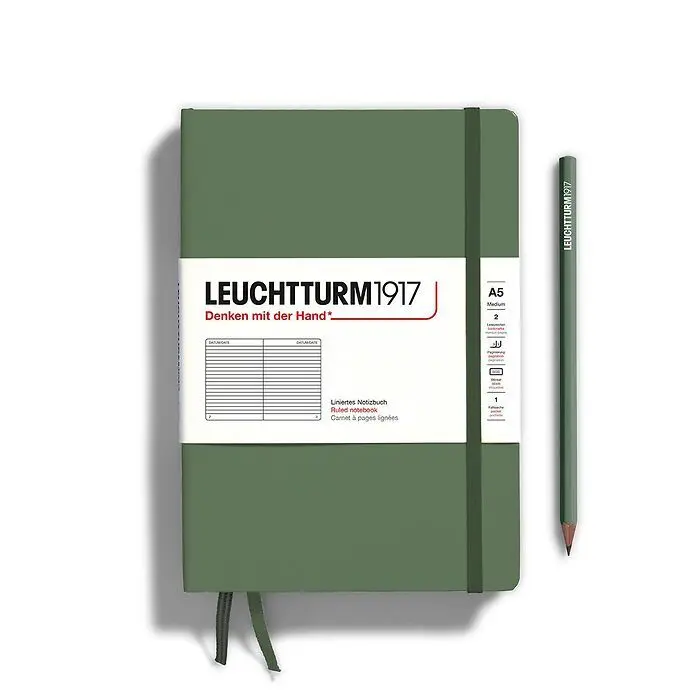 德國 LEUCHTTURM1917 硬殼筆記本 A5/ 橄欖綠/ 橫線