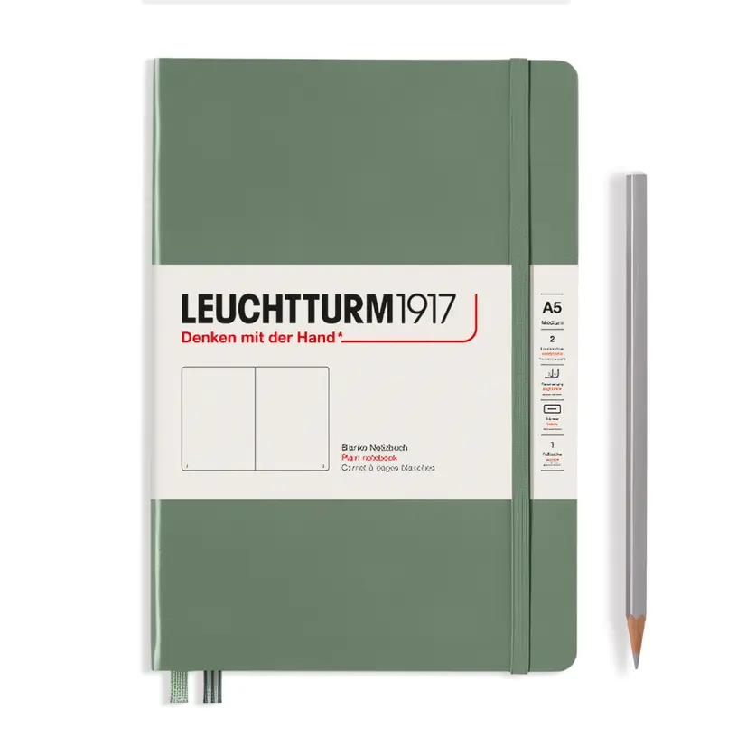德國 LEUCHTTURM1917 硬殼筆記本 A5/ 橄欖綠/ 空白