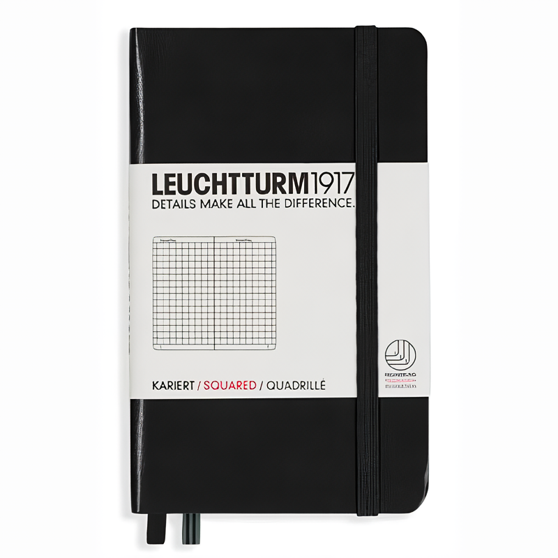 德國 LEUCHTTURM1917 硬殼筆記本 A6/ 黑/ 方格
