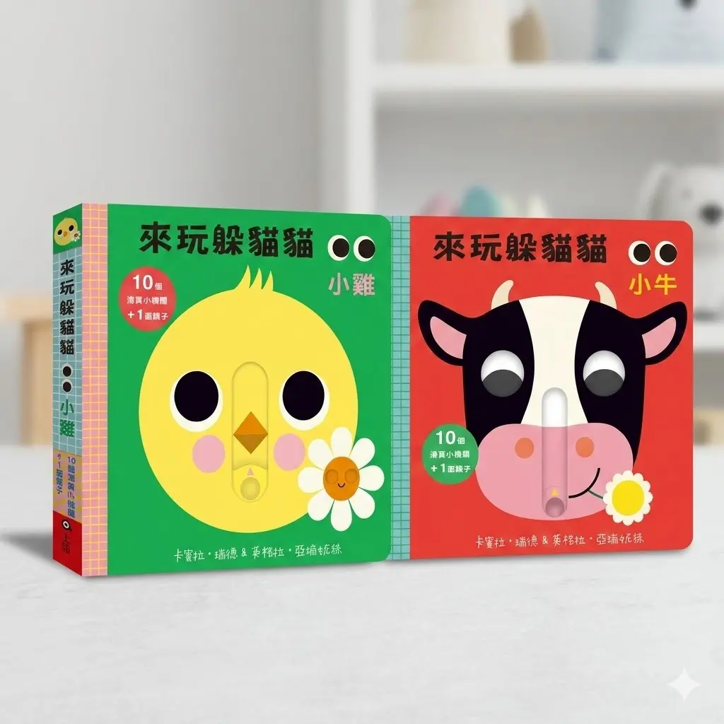 來玩躲貓貓套組: 小雞+小牛 (2冊合售)