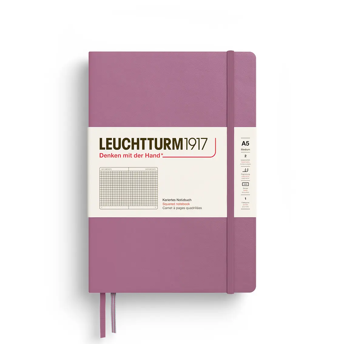 德國 LEUCHTTURM1917 硬殼筆記本/ A5/ 乾燥玫瑰粉/ 方格