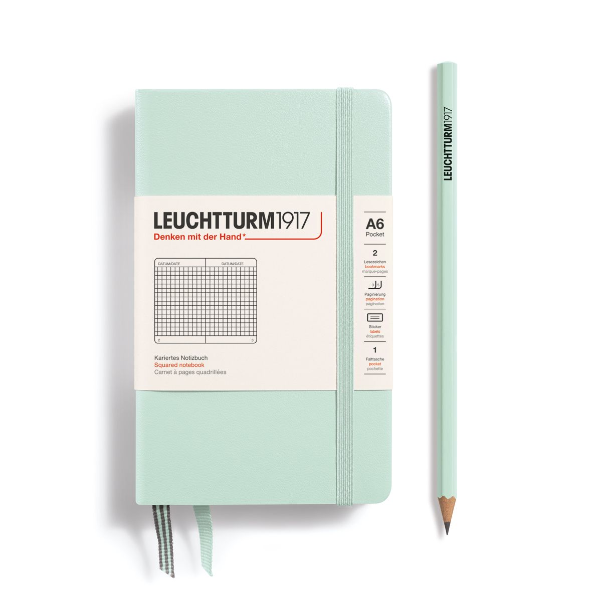 德國 LEUCHTTURM1917 硬殼筆記本/ A6/ 薄荷/ 方格