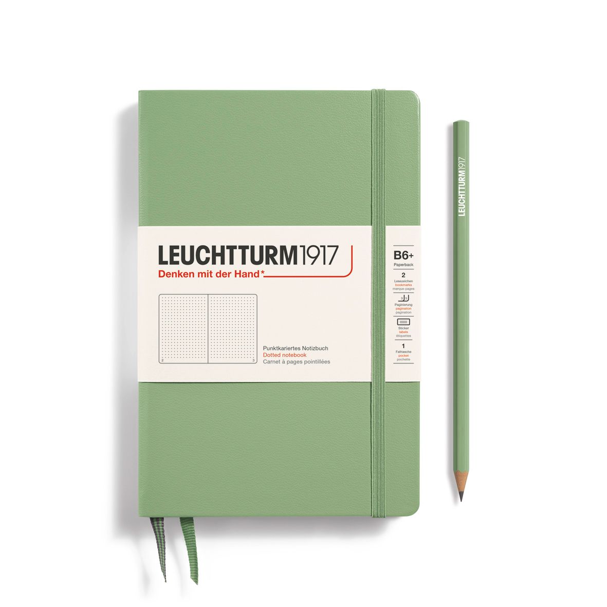 德國 LEUCHTTURM1917 硬殼筆記本/ B6+/ 鼠尾草綠/ 方點