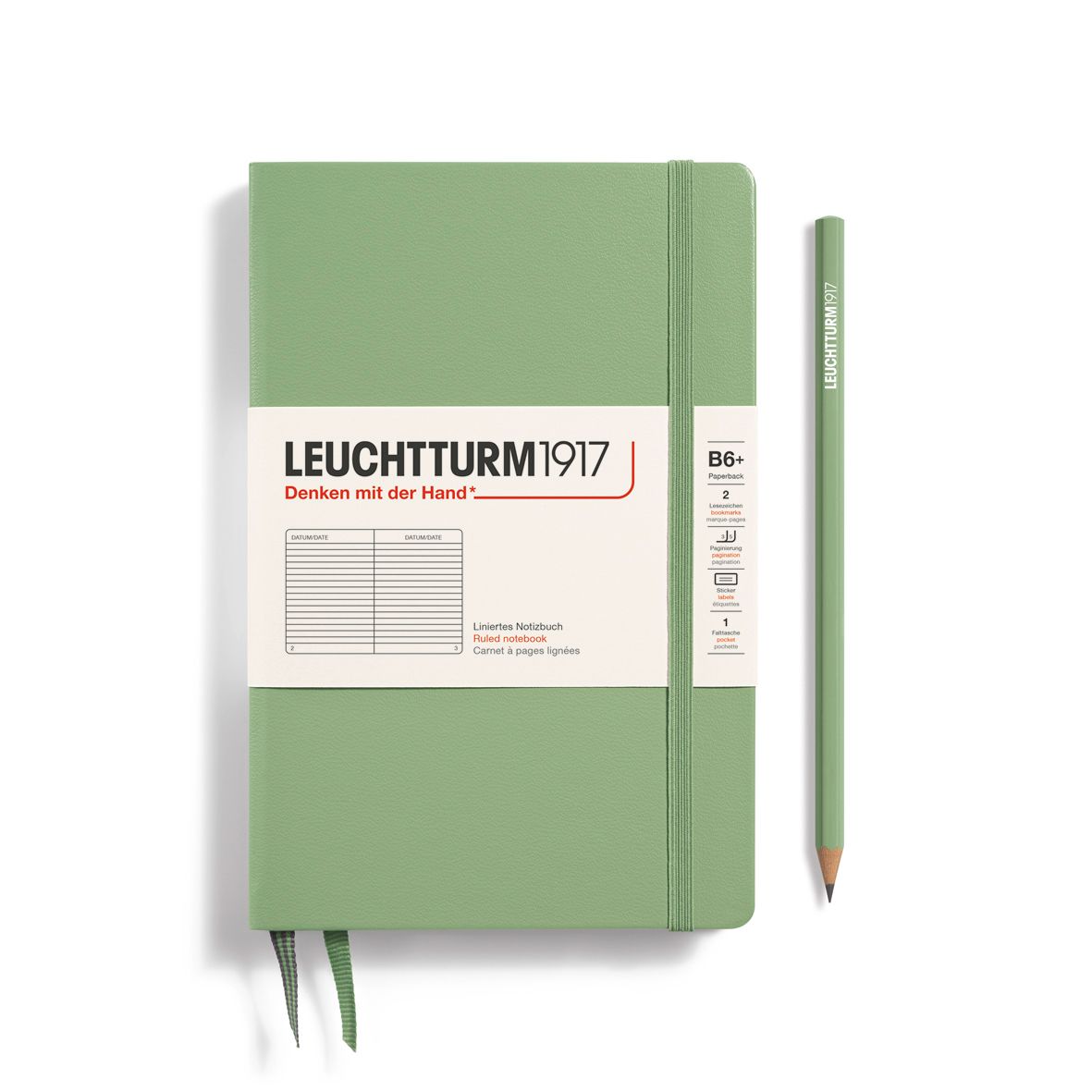 德國 LEUCHTTURM1917 硬殼筆記本/ B6+/ 鼠尾草綠/ 橫線