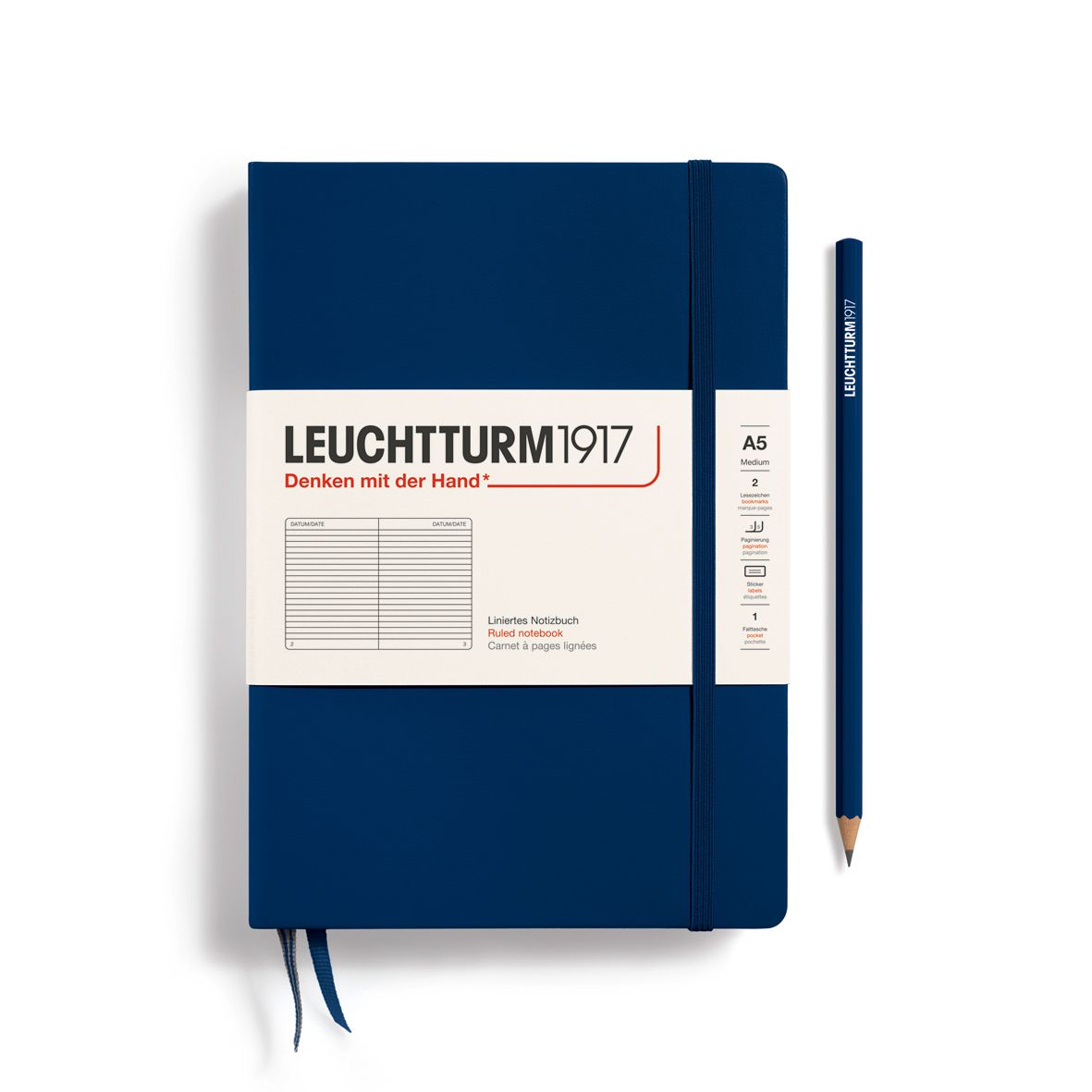 德國 LEUCHTTURM1917 硬殼筆記本 A5/ 深藍/ 橫線