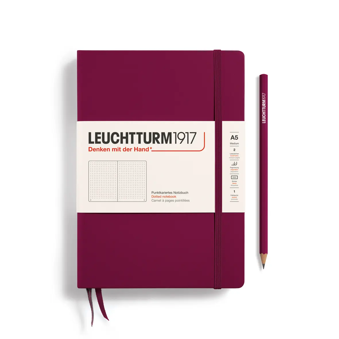 德國 LEUCHTTURM1917 硬殼筆記本 A5/ 港口紅/ 方點