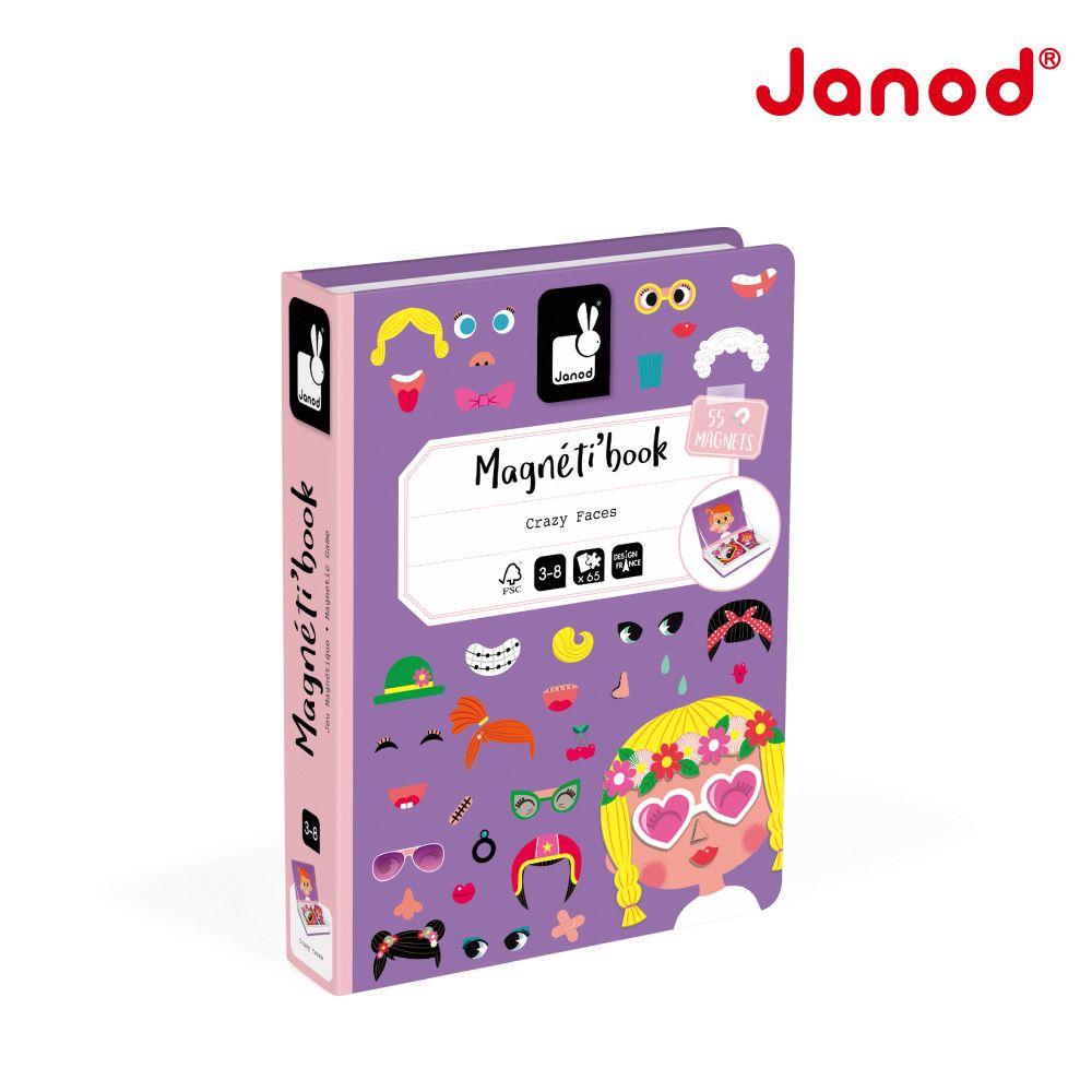 Janod磁鐵遊戲書/ 俏皮的臉