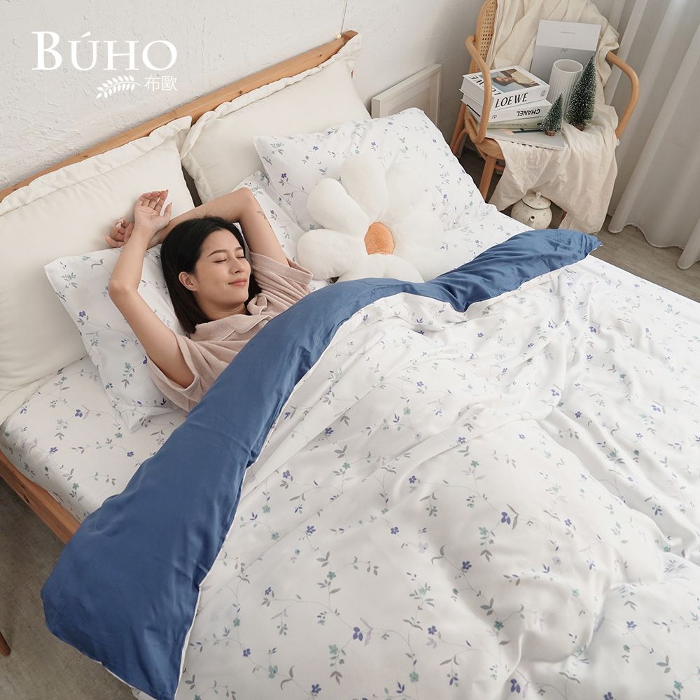 【BUHO布歐】台製300織100%TENCEL純天絲™8x7尺加大兩用被套-(多款任選)/ 清香藍苑