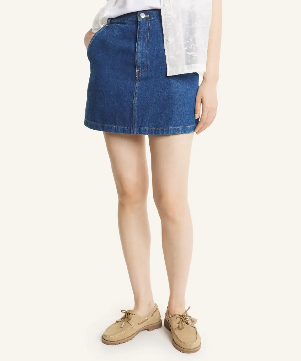 MAISON KITSUNÉ 水洗靛藍單寧迷你裙(義大利布料)/女裝/ 26