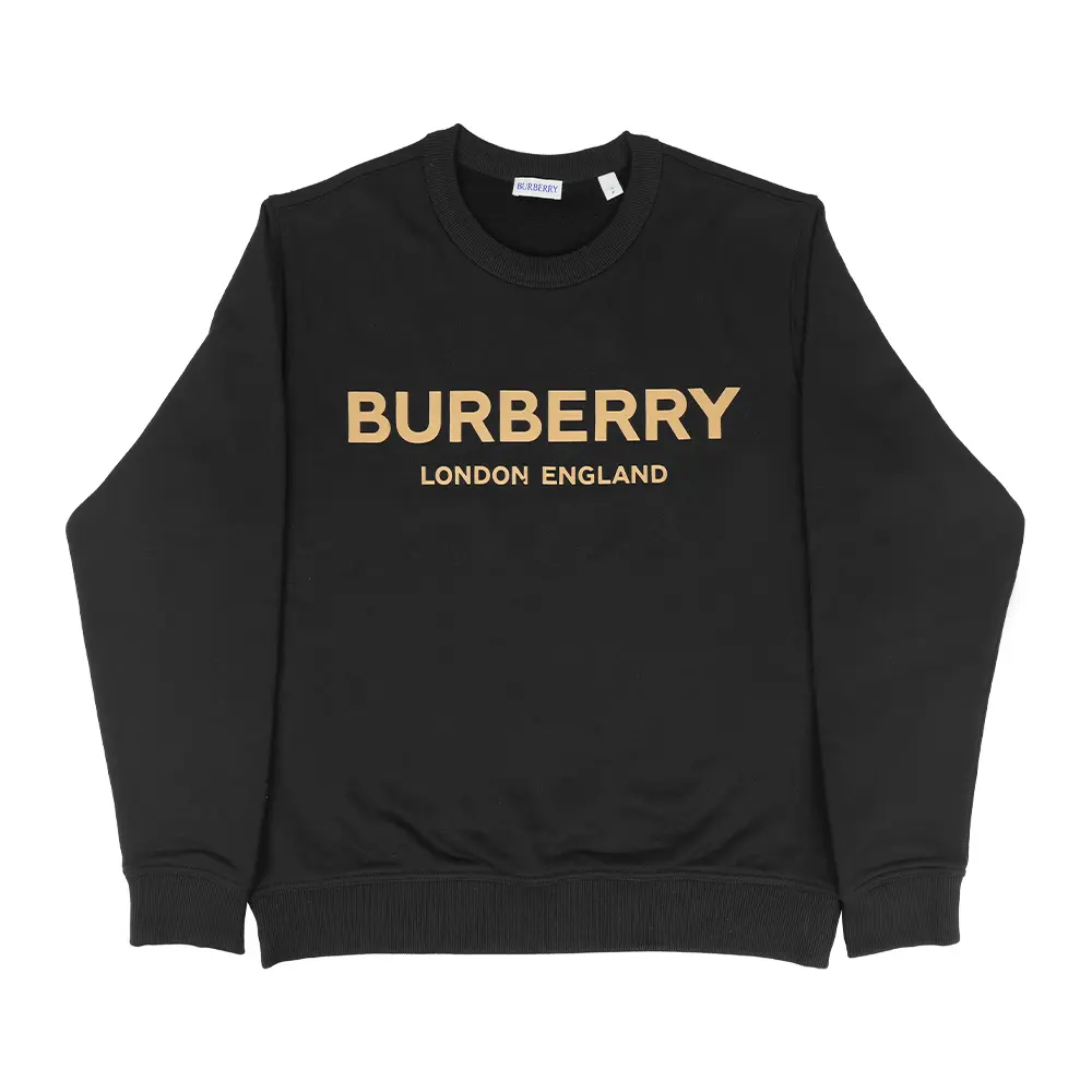 【BURBERRY】米色Logo 標誌棉質長袖T-Shirt (黑色) S/ 平行輸入