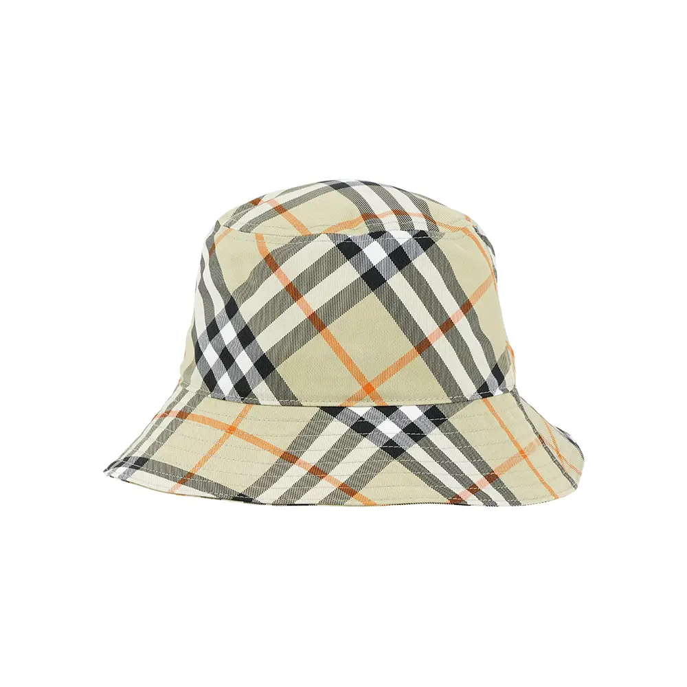 【BURBERRY】L號 戰馬圖案格紋帆布漁夫帽(淺鼠尾草綠)/ 平行輸入