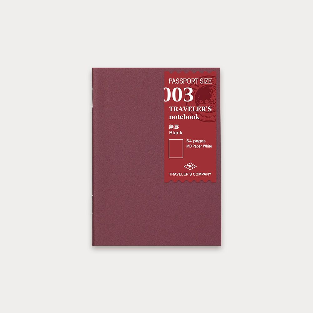 日本 TRAVELER'S COMPANY TRAVELER'S notebook 003 旅人手帳內頁/ Passport Size/ MD/ 空白