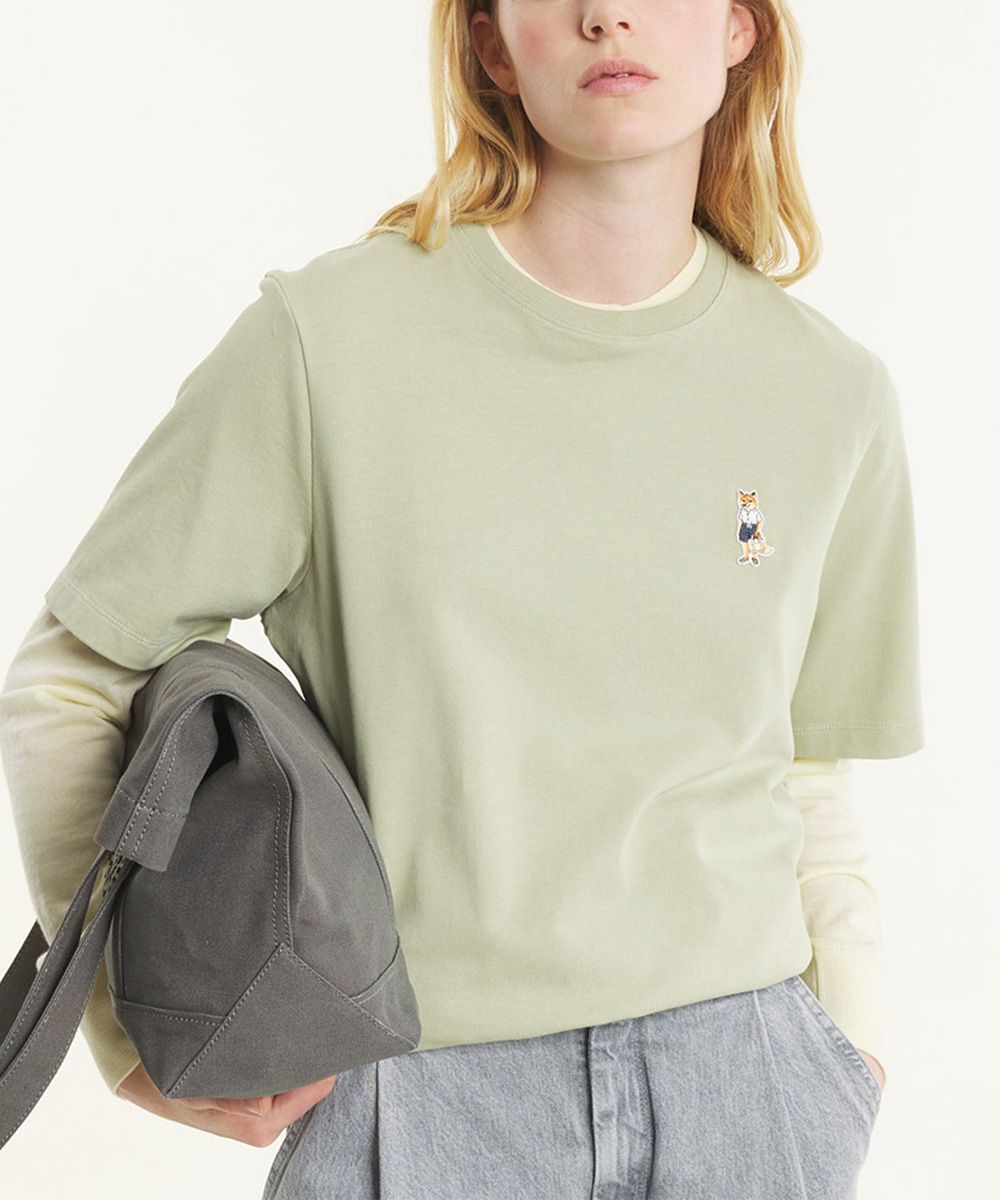 MAISON KITSUNÉ 塵草綠穿搭狐狸LOGO舒適短TEE/女裝/ S