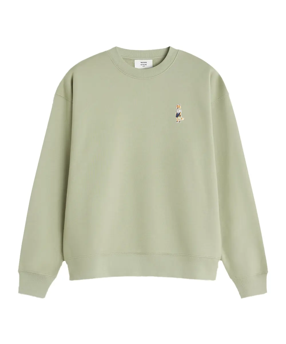 MAISON KITSUNÉ 塵草綠穿搭狐狸LOGO舒適衛衣/女裝/ M
