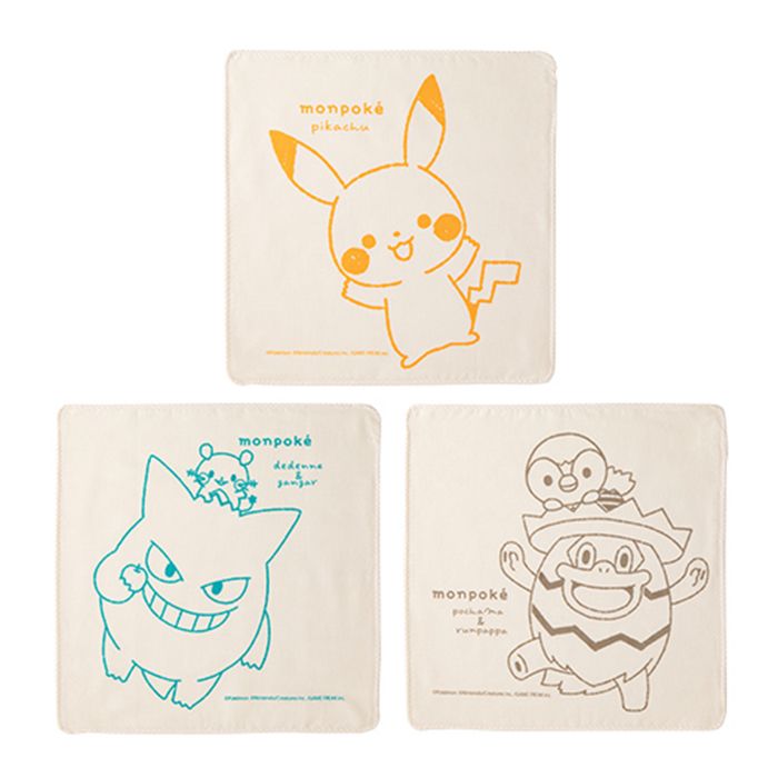 monpoké寶可夢 麻吉好朋友紗布方巾3入組