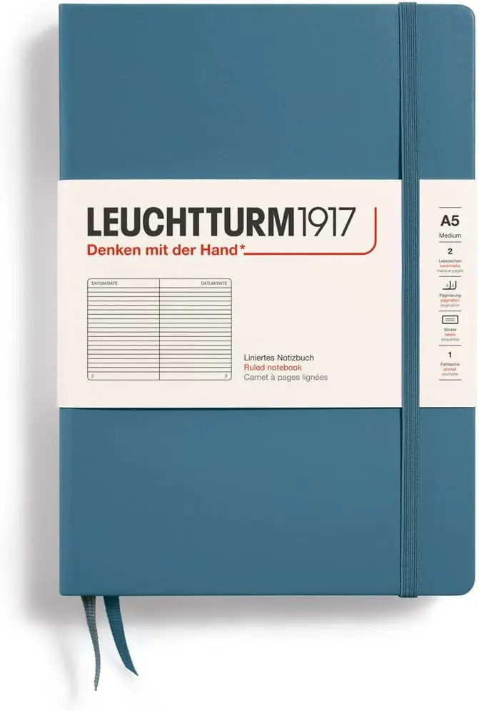 德國 LEUCHTTURM1917 硬殼筆記本 A5/ 礦石藍/ 橫線
