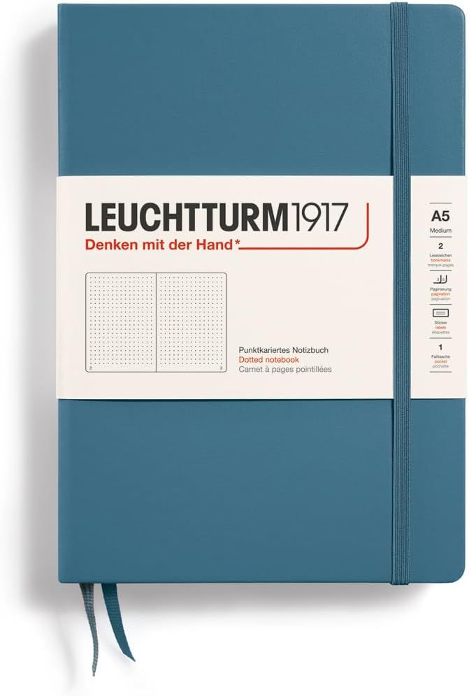 德國 LEUCHTTURM1917 硬殼筆記本 A5/ 礦石藍/ 方點