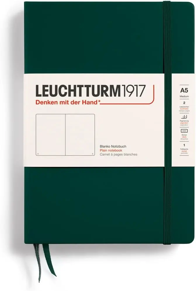 德國 LEUCHTTURM1917 硬殼筆記本/ A5/ 森林綠/ 空白