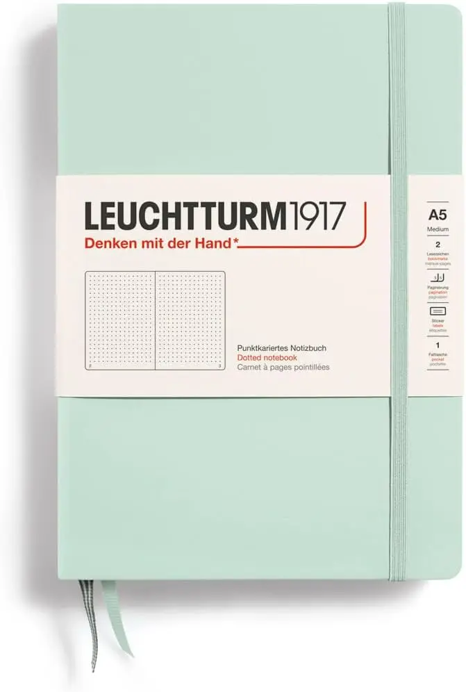 德國 LEUCHTTURM1917 硬殼筆記本/ A5/ 薄荷綠/ 方點