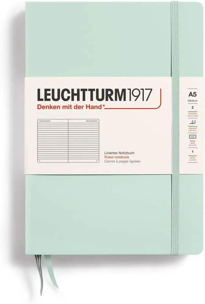 德國 LEUCHTTURM1917 硬殼筆記本/ A5/ 薄荷綠/ 橫線