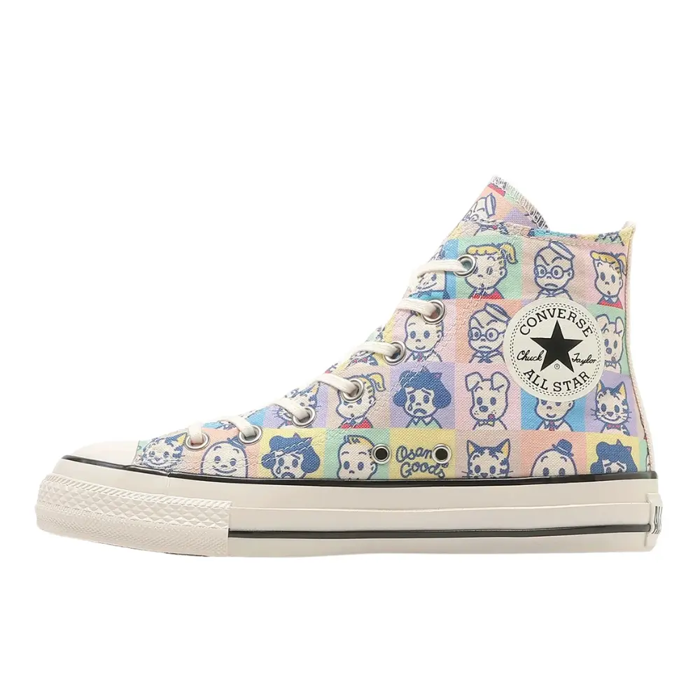 日本限定 Converse ALL STAR AGED OSAMU GOODS 高筒 聯名印花帆布鞋 粉彩拼色/ 預購 27 cm