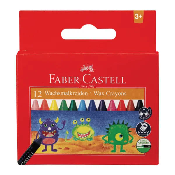 FABER-CASTELL大眼星球無毒蠟筆/ 12色