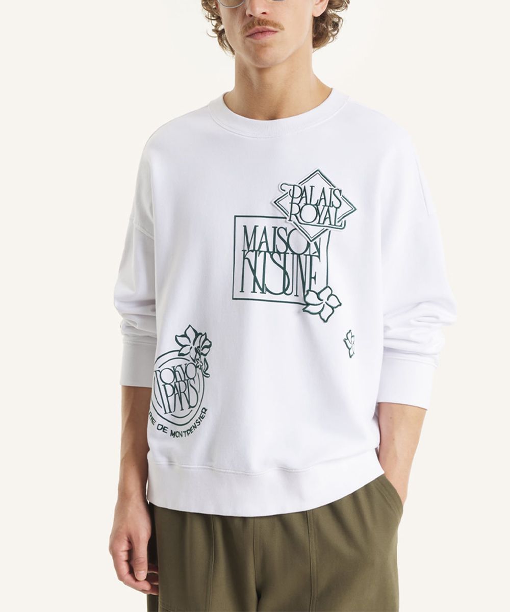MAISON KITSUNÉ 雪花白新藝術風勳章印花寬鬆衛衣/中性/男裝/ M
