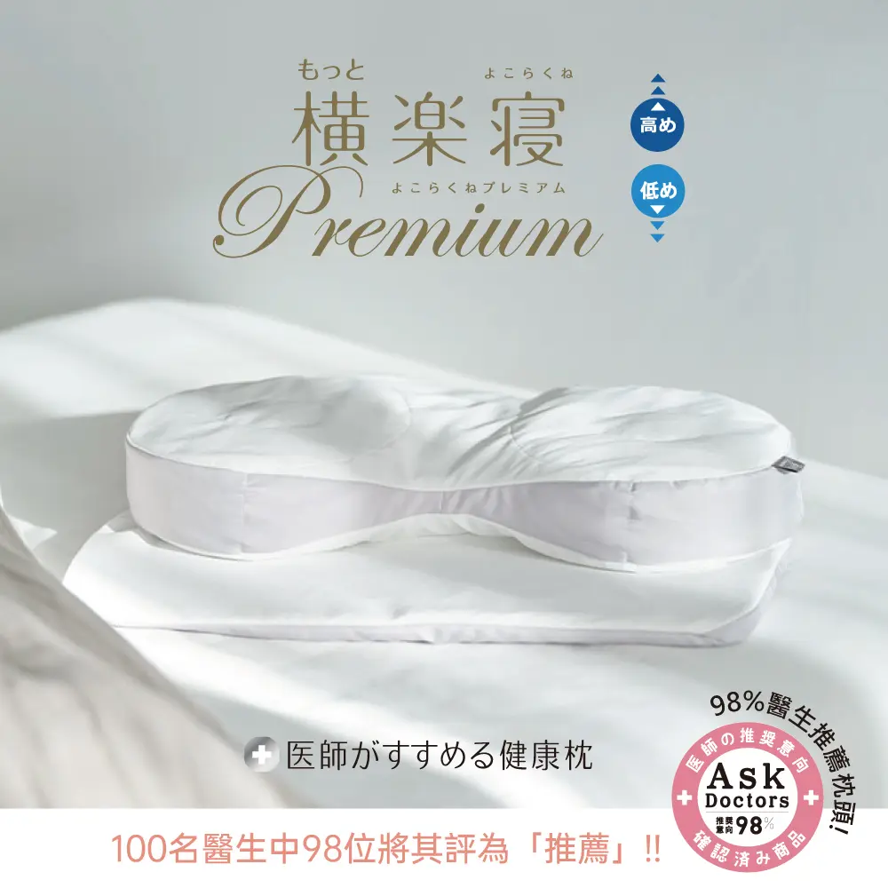 【西川Nishikawa】日本製醫生推薦橫樂寢Premium側睡支撐枕/ 附1個枕頭套/ 顏色隨機