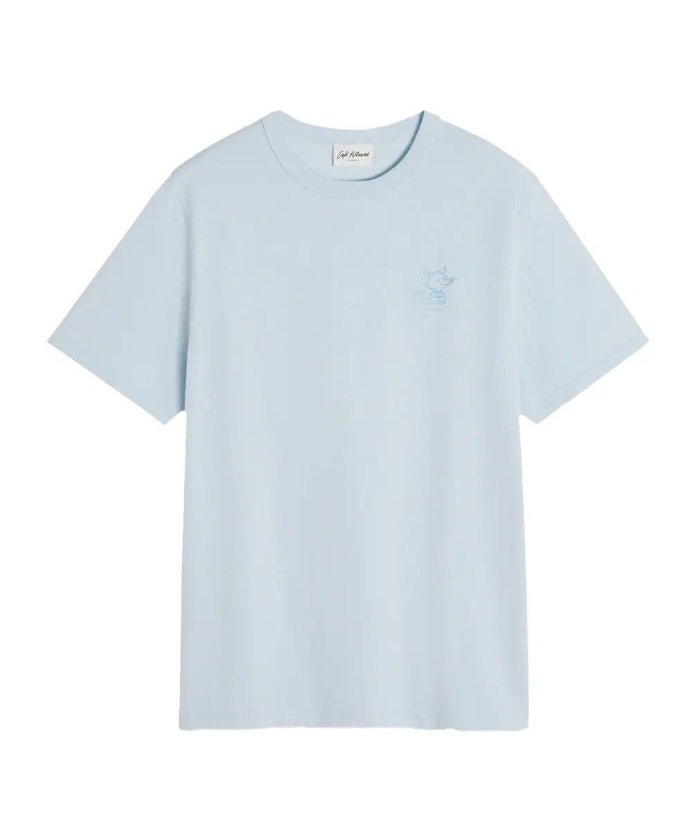 CAFÉ KITSUNÉ 冰藍狐狸咖啡師寬版短TEE/中性/ S