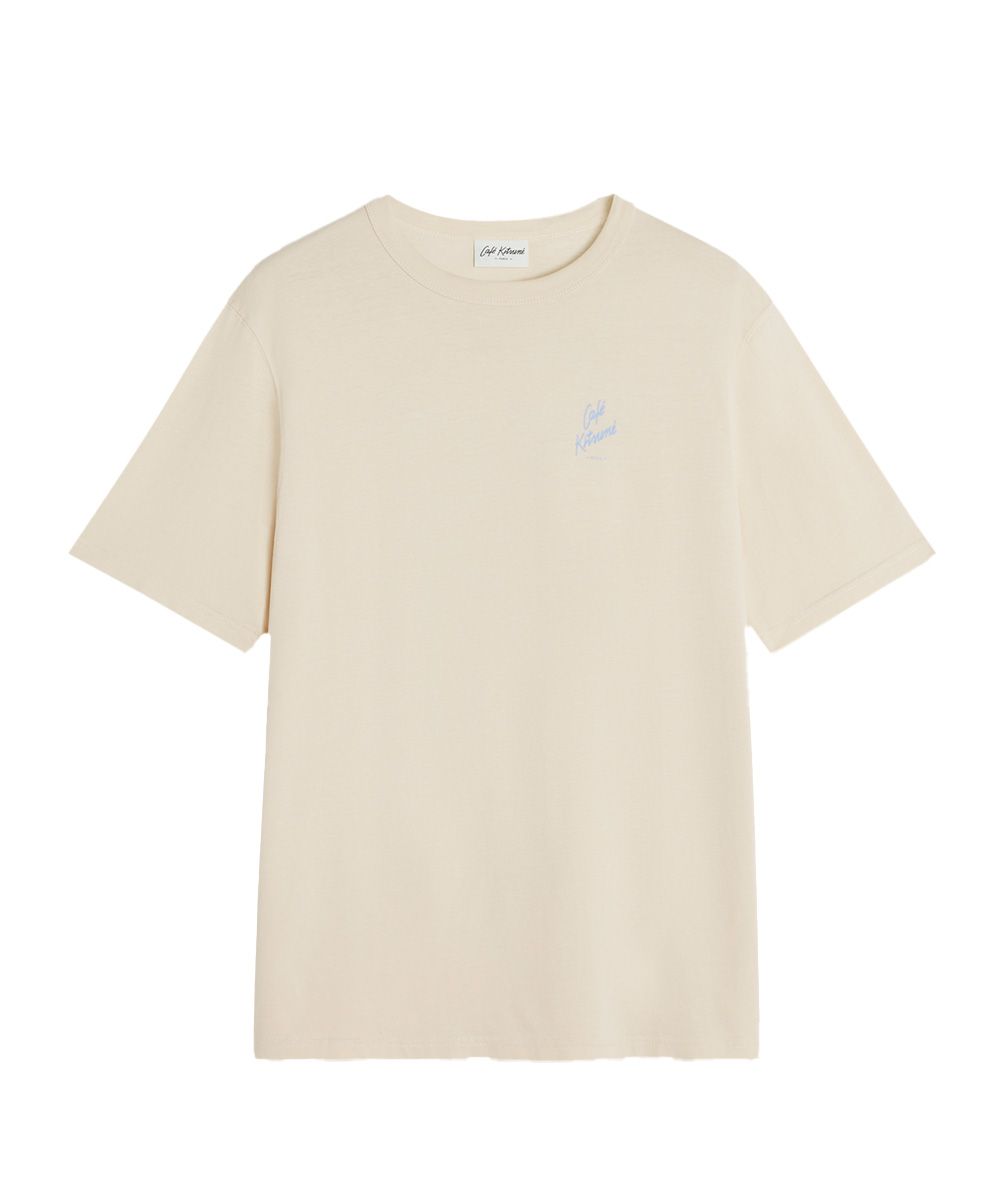 CAFÉ KITSUNÉ 燕麥米手繪LOGO夏日寬版短TEE/中性/ M