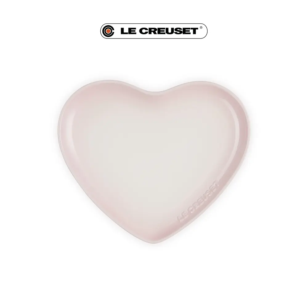 LE CREUSET瓷器花蕾系列心型盤/ 23cm/ 貝殼粉