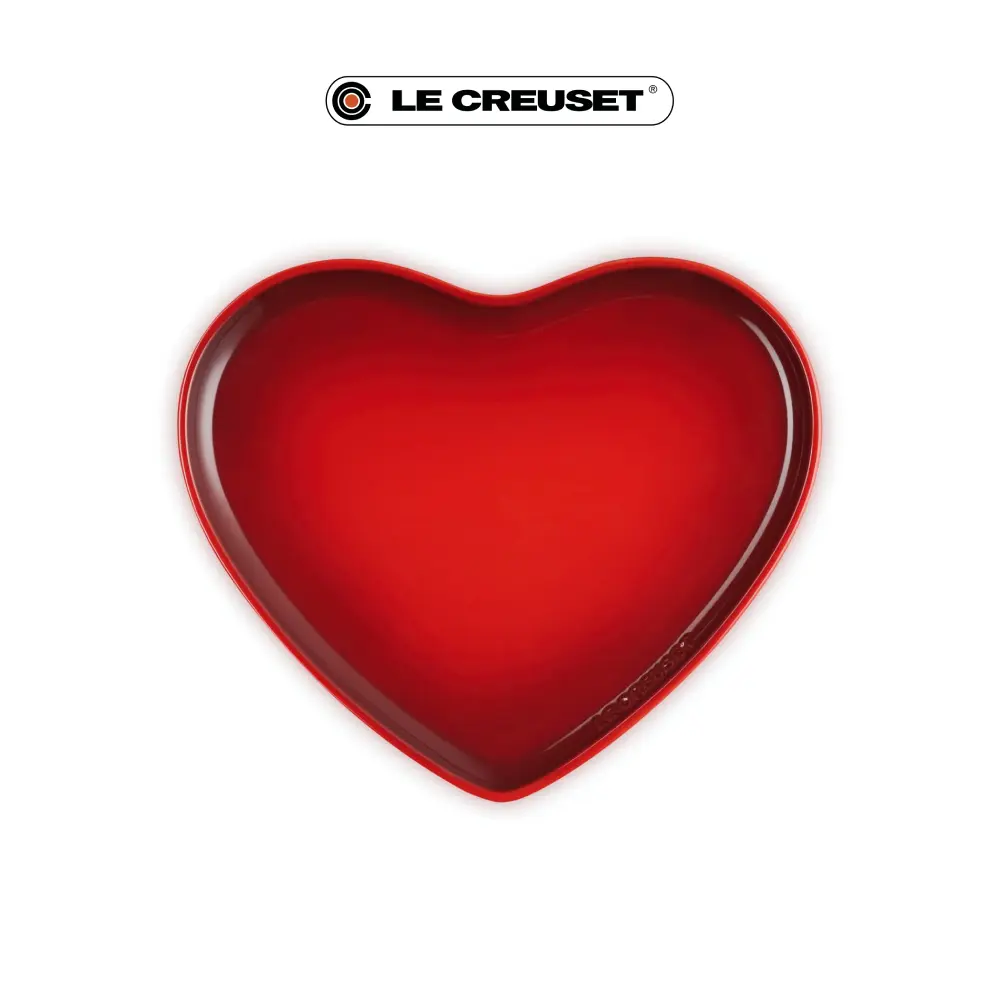 LE CREUSET瓷器花蕾系列心型盤/ 32cm/ 櫻桃紅